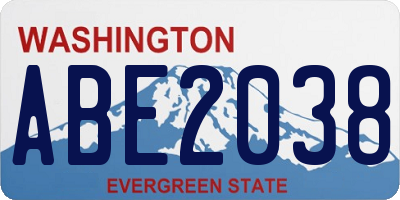 WA license plate ABE2038