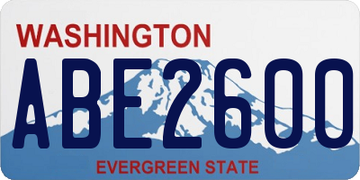 WA license plate ABE2600