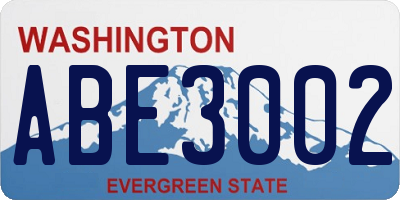 WA license plate ABE3002
