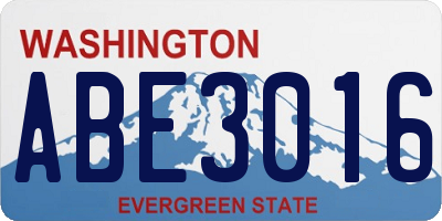WA license plate ABE3016