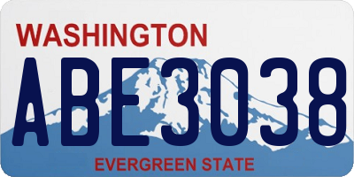 WA license plate ABE3038