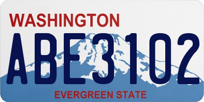 WA license plate ABE3102