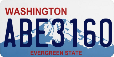 WA license plate ABE3160