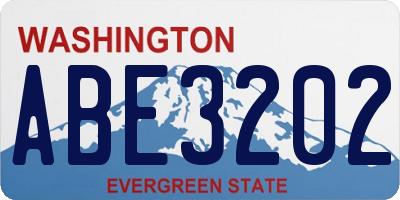 WA license plate ABE3202