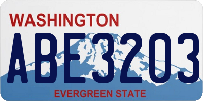 WA license plate ABE3203