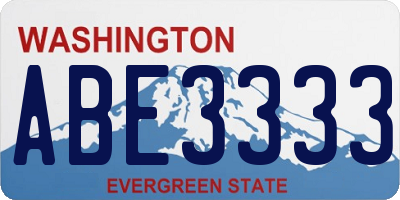 WA license plate ABE3333