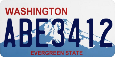 WA license plate ABE3412