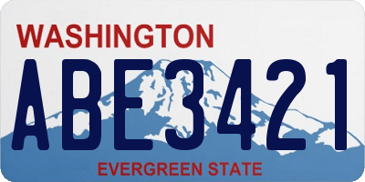 WA license plate ABE3421