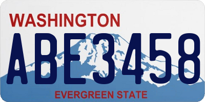 WA license plate ABE3458