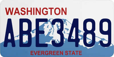WA license plate ABE3489