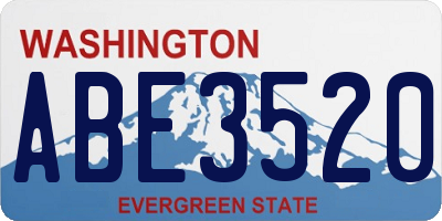 WA license plate ABE3520