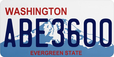 WA license plate ABE3600