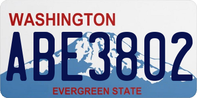 WA license plate ABE3802