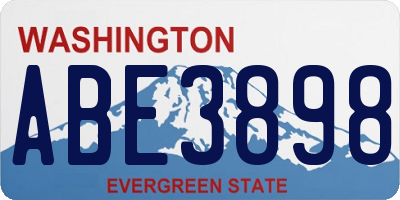 WA license plate ABE3898