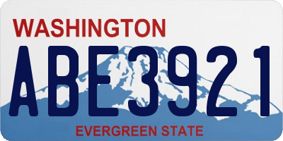 WA license plate ABE3921