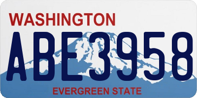 WA license plate ABE3958