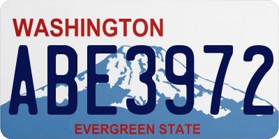 WA license plate ABE3972