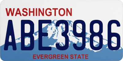 WA license plate ABE3986