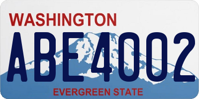 WA license plate ABE4002
