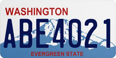 WA license plate ABE4021