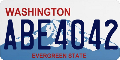 WA license plate ABE4042