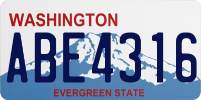WA license plate ABE4316