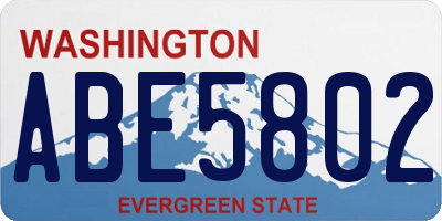 WA license plate ABE5802
