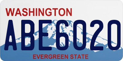 WA license plate ABE6020
