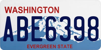 WA license plate ABE6398