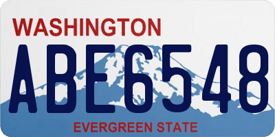 WA license plate ABE6548