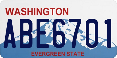 WA license plate ABE6701