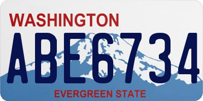 WA license plate ABE6734