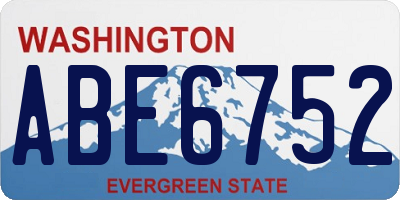 WA license plate ABE6752
