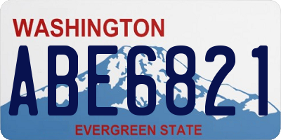 WA license plate ABE6821