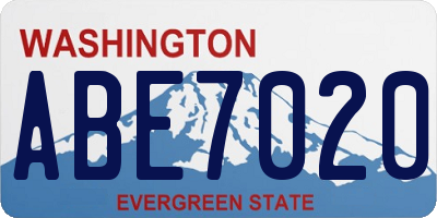 WA license plate ABE7020