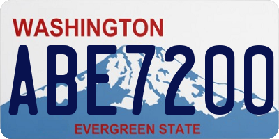 WA license plate ABE7200