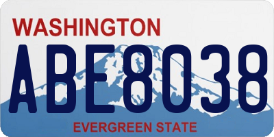WA license plate ABE8038