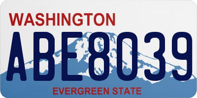 WA license plate ABE8039