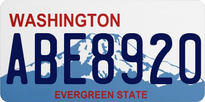 WA license plate ABE8920
