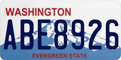 WA license plate ABE8926