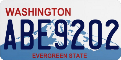 WA license plate ABE9202