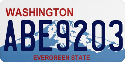 WA license plate ABE9203