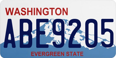 WA license plate ABE9205
