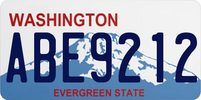 WA license plate ABE9212