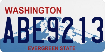 WA license plate ABE9213