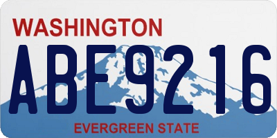 WA license plate ABE9216