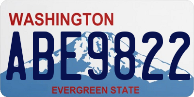 WA license plate ABE9822