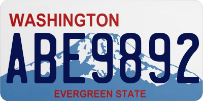 WA license plate ABE9892