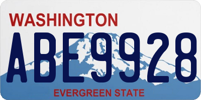WA license plate ABE9928