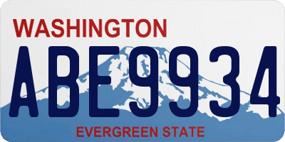 WA license plate ABE9934